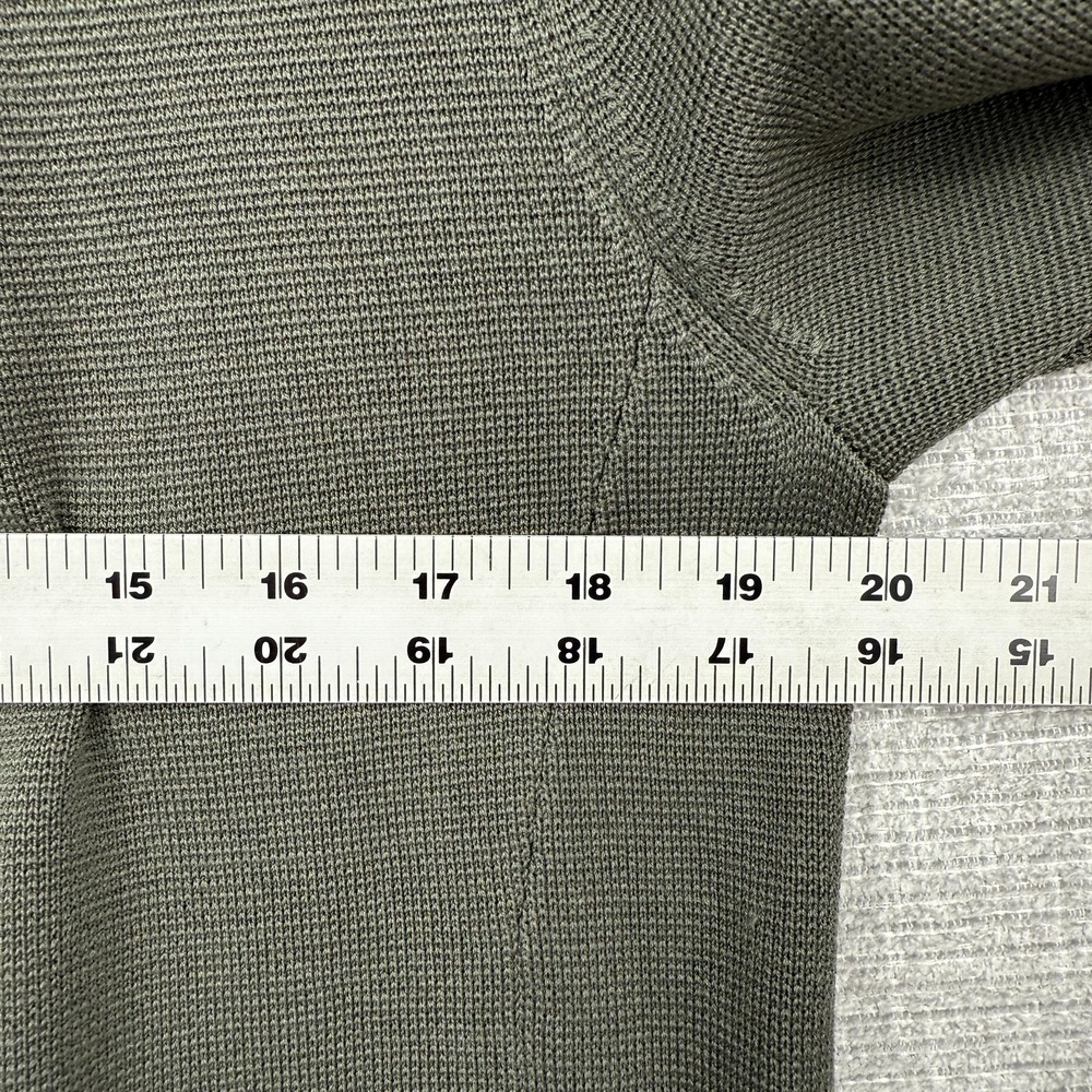 Eileen Fisher Olive Green Open-Front Knit Cardigan - Picture 6 of 9